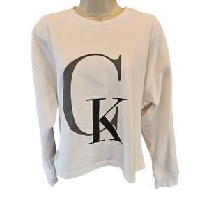 Calvin klein 90s USA made original crop Midi drift sweater size L large FLAW